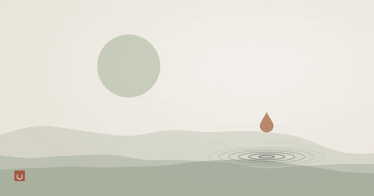 Abstract ink wash illustration of a weathered fence line under a wide sky in dusty gold and slate tones, representing body care for outdoor work