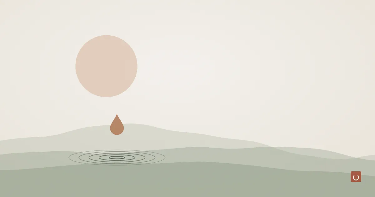 Abstract ink wash illustration of a soft green sprig beside a pale mineral stone, representing finding a natural deodorant that works